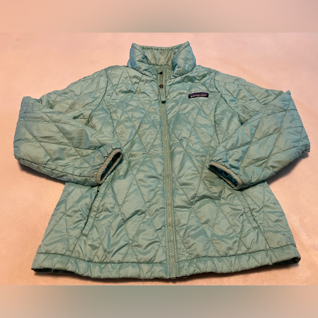 Kids Quilted Patagonia Jacket  Light Blue